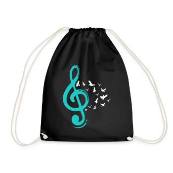 Violin clef Birds Music teacher Musicians - Drawstring Bag - black - Front