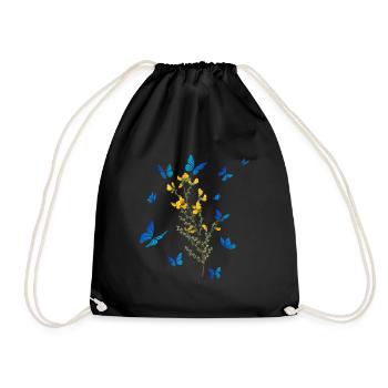 Blue Butterfly Wildflower Women Garden - Drawstring Bag - black - Front