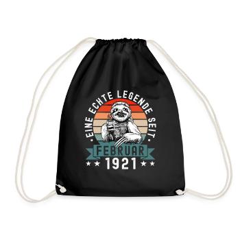 Faultier Geburtstag Februar 1921 Geboren Jahrgang - Turnbeutel - Schwarz - Vorne