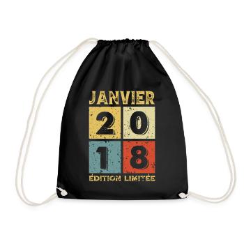 Vintage Birthday Gift Idea January 2018 - Drawstring Bag - black - Front