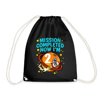 Space Birthday 2 Astronaut Planeten Raketenschiff - Turnbeutel - Schwarz - Vorne