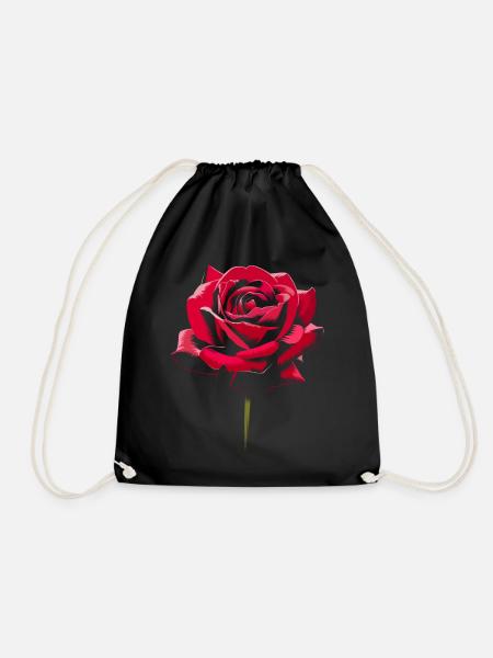 Rosa Blume - Turnbeutel - Schwarz