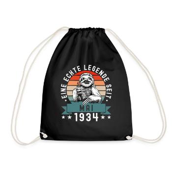 Faultier Geburtstag Mai 1934 Geboren Jahrgang 1934 - Turnbeutel - Schwarz - Vorne