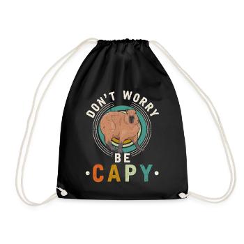 Sympathique amoureux des animaux Happy Capybara - Sac de sport léger - noir - Devant