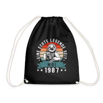 Faultier Geburtstag Mai 1987 Geboren Jahrgang 1987 - Turnbeutel - Schwarz - Vorne