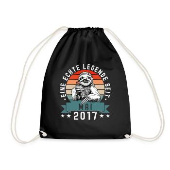 Faultier Geburtstag Mai 2017 Geboren Jahrgang 2017 - Turnbeutel - Schwarz - Vorne