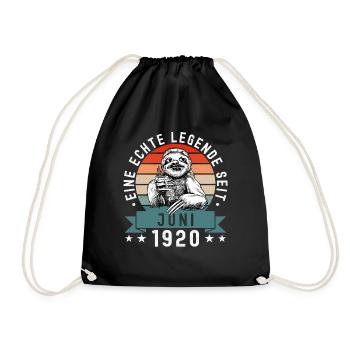 Faultier Geburtstag Juni 1920 Geboren Jahrgang - Turnbeutel - Schwarz - Vorne