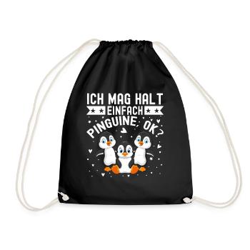 Ich Mag Halt Einfach Pinguine - Turnbeutel - Schwarz - Vorne