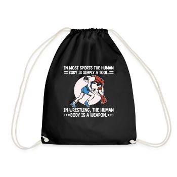 Wrestling Human Body Weapon Martial Arts Gift - Drawstring Bag - black - Front