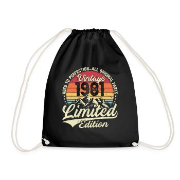 Vintage Birthday Gift 1981 Limited Edition - Drawstring Bag - black - Front