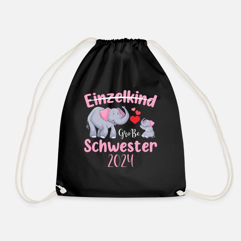 Einzelkind Große Schwester 2024 - Turnbeutel - Schwarz