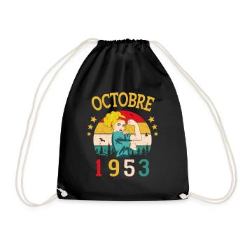 Oktober 1953 Jubiläums Vintage Geschenkidee - Turnbeutel - Schwarz - Vorne