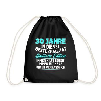 30 Jahre Im Dienst - Turnbeutel - Schwarz - Vorne