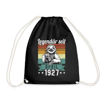 Faultier Legendär seit April 1927 Geburtstag - Turnbeutel - Schwarz - Vorne