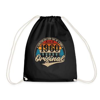 Vintage Geburtstag Geschenkidee Original 1960 - Turnbeutel - Schwarz - Vorne
