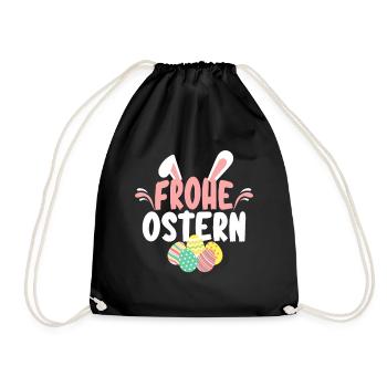 Frohe Ostern - Turnbeutel - Schwarz - Vorne