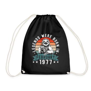 Legends Were Born In February 1977 Sloth Sloth - Drawstring Bag - black - Front