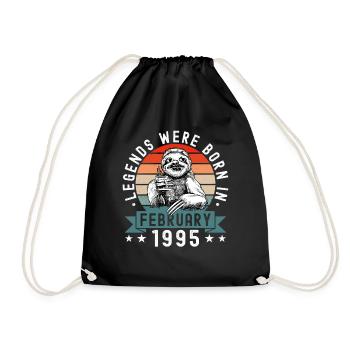 Legends Were Born In February 1995 Sloth Sloth - Drawstring Bag - black - Front