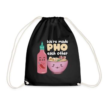 Pho Each Other Noodle Soup Relationship Love Soups - Drawstring Bag - black - Front