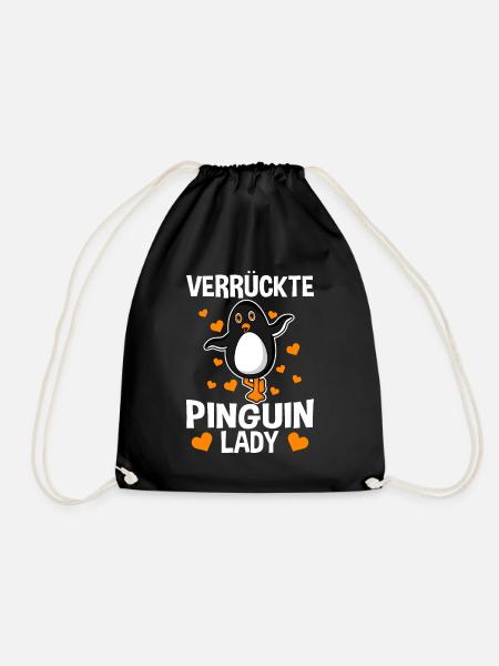 Verrückte Pinguin Lady - Turnbeutel - Schwarz