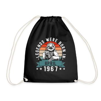Legends Were Born In April 1967 Faultier Sloth - Drawstring Bag - black - Front