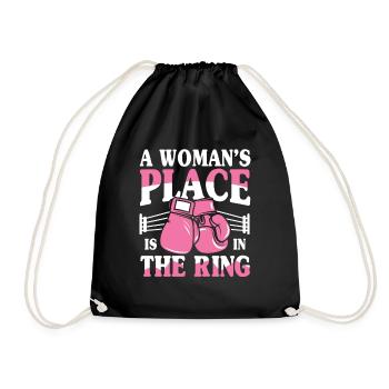 A Woman's Place Is In The Ring - Turnbeutel - Schwarz - Vorne
