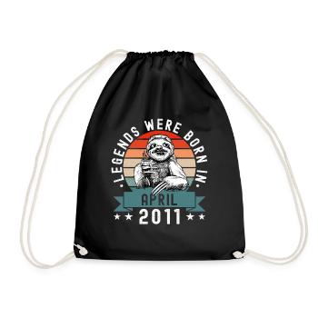 Legends Were Born In April 2011 Faultier Sloth - Drawstring Bag - black - Front
