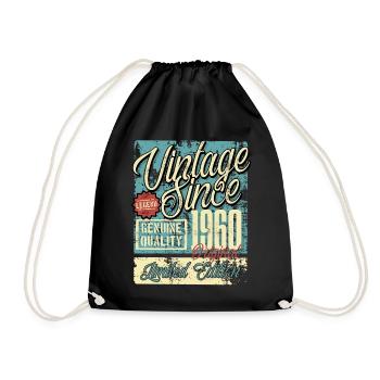 1960 Birthday vintage retro legend - Drawstring Bag - black - Front