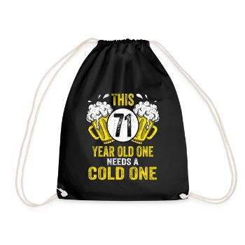 Men Beer Birthday Funny 71 Year Old Beer Lover - Drawstring Bag - black - Front