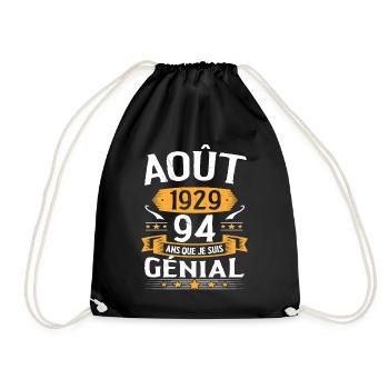 Août 1929 94 Ans Que Je Suis Génial Cadeau - Sac de sport léger - noir - Devant