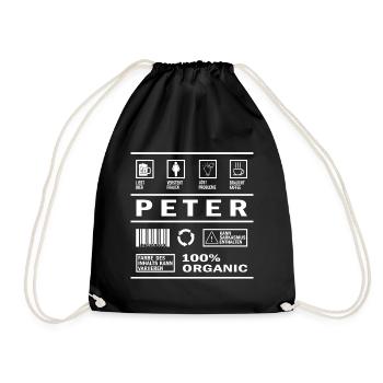 Peter Name funny Sarcasm Humor Men's name - Drawstring Bag - black - Front