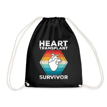 Herz Transplantation Überlebender Genesung Retro - Turnbeutel - Schwarz - Vorne