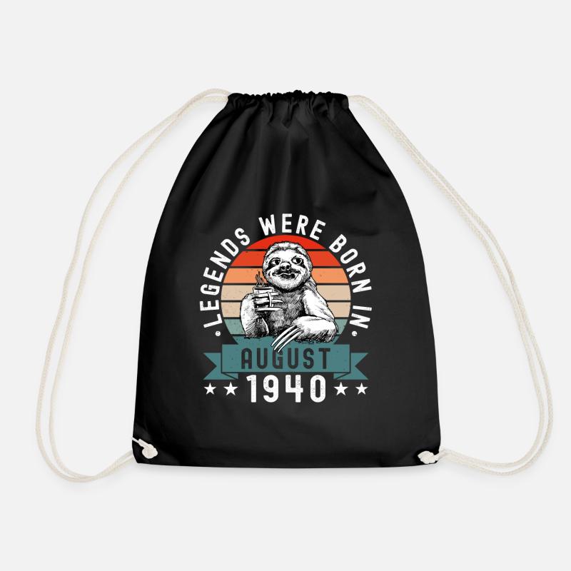 Legends Were Born In August 1940 Faultier Sloth - Drawstring Bag - black