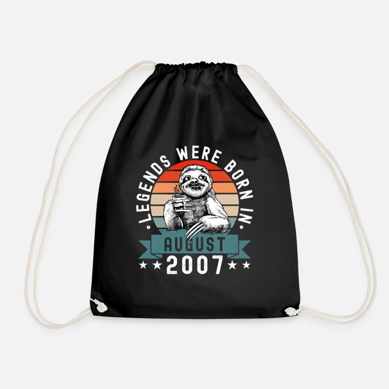 Legends Were Born In August 2007 Faultier Sloth - Drawstring Bag - black