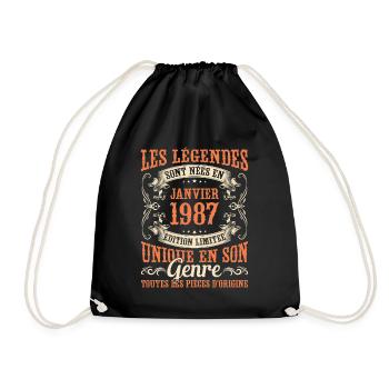 Les Légendes Sont Nées En Janvier 1987 Cadeau - Sac de sport léger - noir - Devant