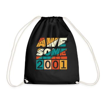 2001 Born Birthday Year of birth vintage - Drawstring Bag - black - Front