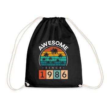 1986 Né Anniversaire Année de naissance millésime - Sac de sport léger - noir - Devant