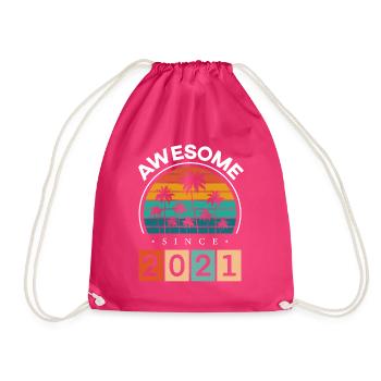 2021 Geboren Geburtstag Geburtsjahr Vintage - Turnbeutel - Fuchsia - Vorne