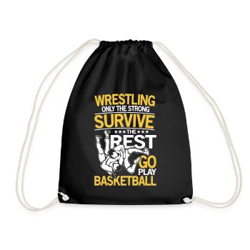 Wrestling The Rest Go Play Basketball - Turnbeutel - Schwarz - Vorne