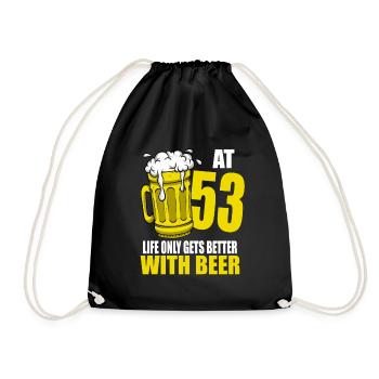 Men Beer Birthday Funny 53 Year Old Beer Lover - Drawstring Bag - black - Front