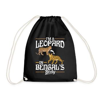 Leopard in Bengal's Body American Cat Breed - Drawstring Bag - black - Front