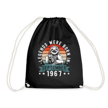 Legends Were Born In September 1967 Faultier Sloth - Drawstring Bag - black - Front