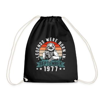 Legends Were Born In September 1977 Faultier Sloth - Drawstring Bag - black - Front