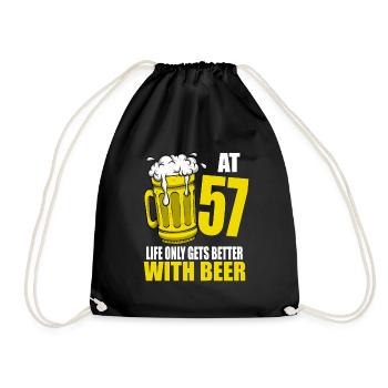 Men Beer Birthday Funny 57 Year Old Beer Lover - Drawstring Bag - black - Front