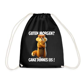 Guten Morgen? Ganz dünnes Eis! Lustiges Hörnchen - Turnbeutel - Schwarz - Vorne