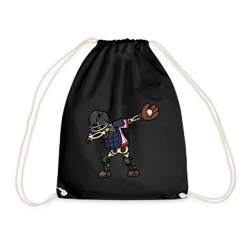 Dabbing Skeleton Catcher Baseball Player - Drawstring Bag - black - Front