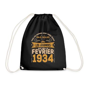 Les Légendes Sont Nées En Février 1934 - Sac de sport léger - noir - Devant