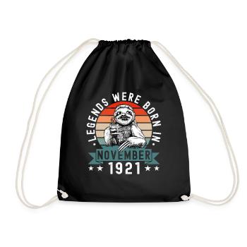Legends Were Born In November 1921 Faultier Sloth - Drawstring Bag - black - Front