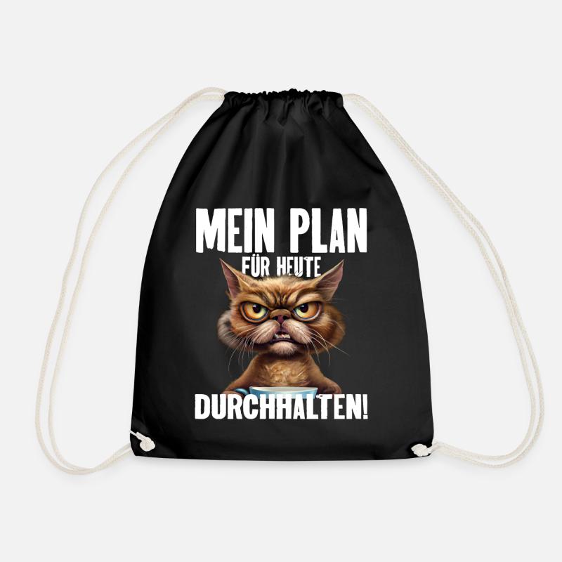 Mein Plan Für Heute Durchhalten! - Turnbeutel - Schwarz