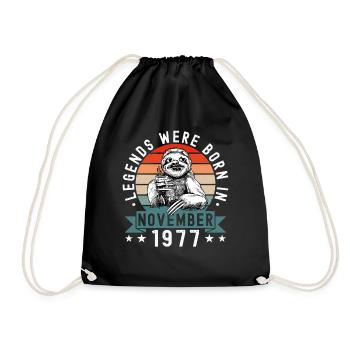 Legends Were Born In November 1977 Faultier Sloth - Drawstring Bag - black - Front